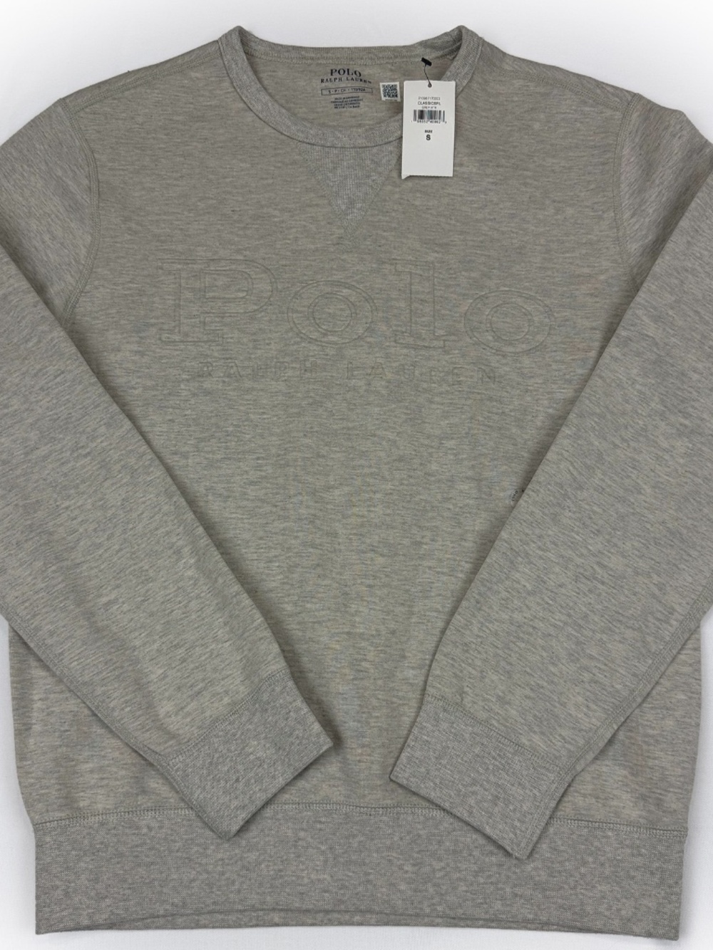 NWT Polo Ralph Lauren Sweatshirt Mens Small S Gray Classic Fleece Crewneck Embos